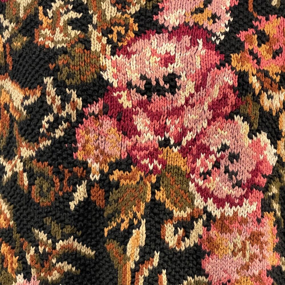 VINTAGE 90s Rachel Max Autumn Roses Tunic Sweater Size Medium - Picture 2 of 5
